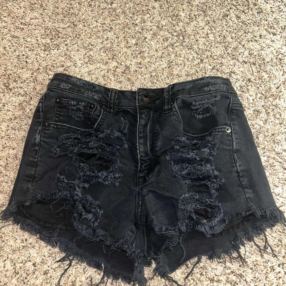 American Eagle Outfitters Black Distressed Jean Shorts